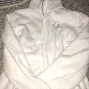 White fleece north face jacket